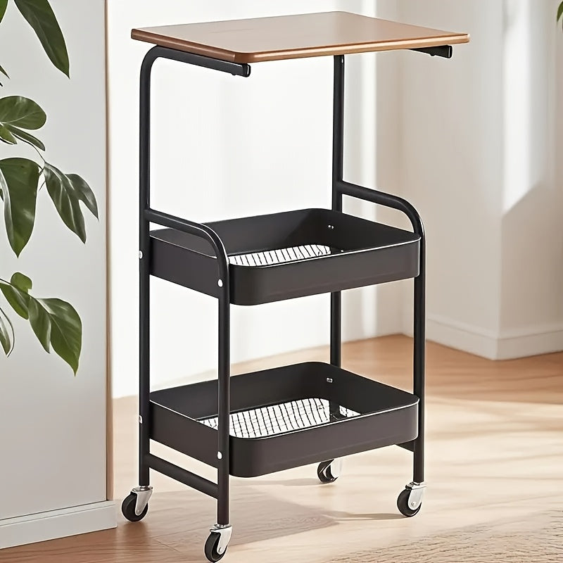 3-Tier Rolling Cart with Lockable Wheels, Multi-Level Storage Organizer Shelf, Slim Utility Cart for Kitchen, Bathroom & Bedroom, Mobile Snack Cart & Office Organizer, Easy Assembly (White)