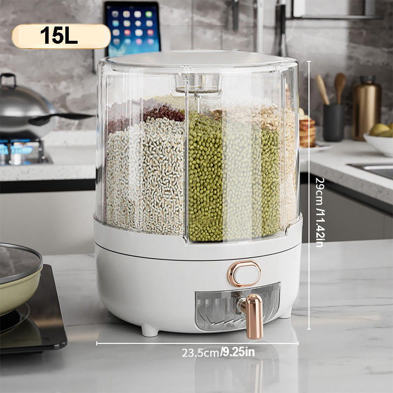 Airtight Rice Storage Container with Measuring Cup, Large Grain Storage Bin for Pantry, Insect-Proof & Moisture-Proof Flour Organizer, Sealed Food Dispenser for Kitchen Organization (White)