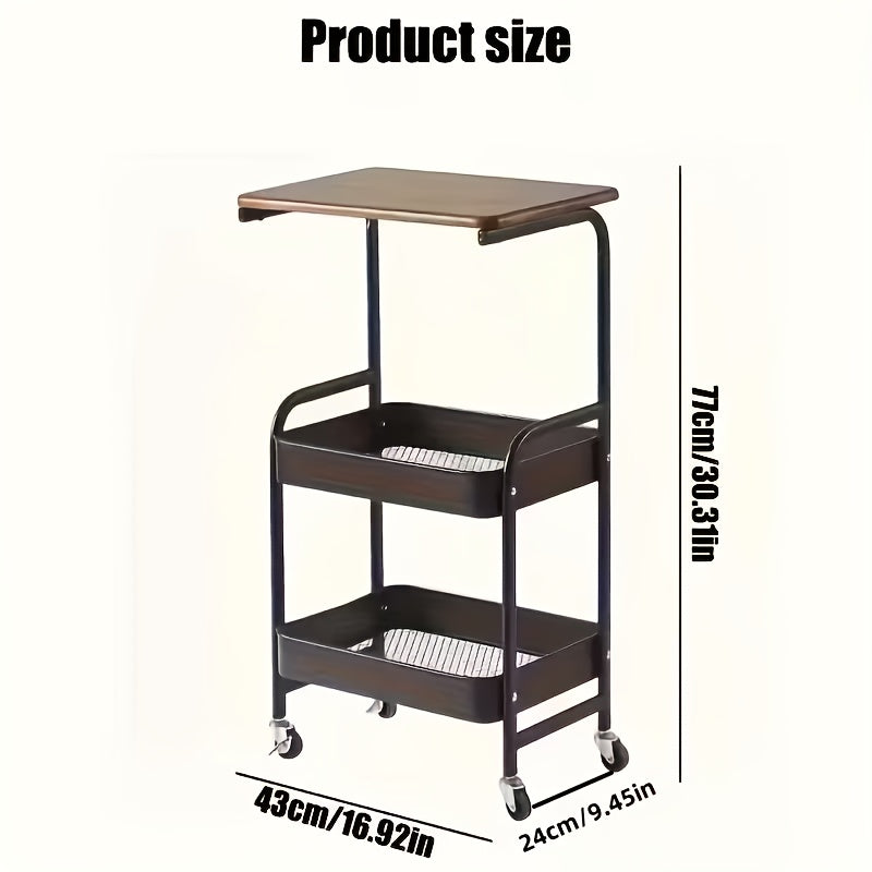 3-Tier Rolling Cart with Lockable Wheels, Multi-Level Storage Organizer Shelf, Slim Utility Cart for Kitchen, Bathroom & Bedroom, Mobile Snack Cart & Office Organizer, Easy Assembly (White)