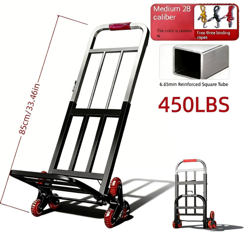Heavy Duty Stair Climbing Cart, 220/450/680LBS Capacity Folding Hand Truck, Portable Grocery Cart with Tri-Wheels, All-Terrain Folding Dolly for Moving, Warehouse & Upstair Delivery