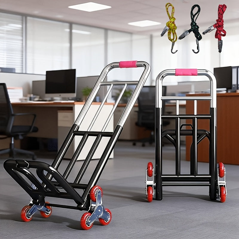 Heavy Duty Stair Climbing Cart, 220/450/680LBS Capacity Folding Hand Truck, Portable Grocery Cart with Tri-Wheels, All-Terrain Folding Dolly for Moving, Warehouse & Upstair Delivery