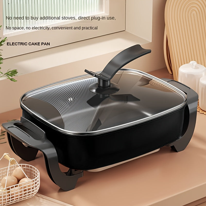 Large 12-Inch Electric Pot, Non-Stick Ceramic Skillet with Aluminum Body, 1500W Fast Heating Electric Paella Pan & Stir-Fry Cooker, Easy to Clean Healthy Cooking Pot for Home, 110V US Plug