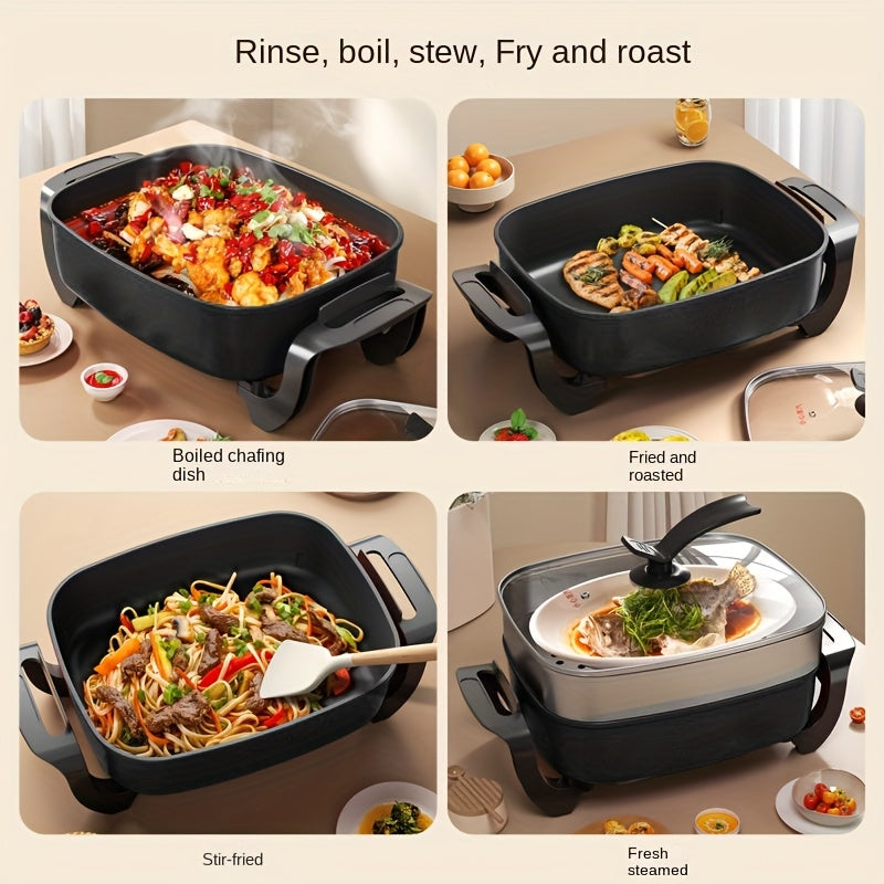 Large 12-Inch Electric Pot, Non-Stick Ceramic Skillet with Aluminum Body, 1500W Fast Heating Electric Paella Pan & Stir-Fry Cooker, Easy to Clean Healthy Cooking Pot for Home, 110V US Plug