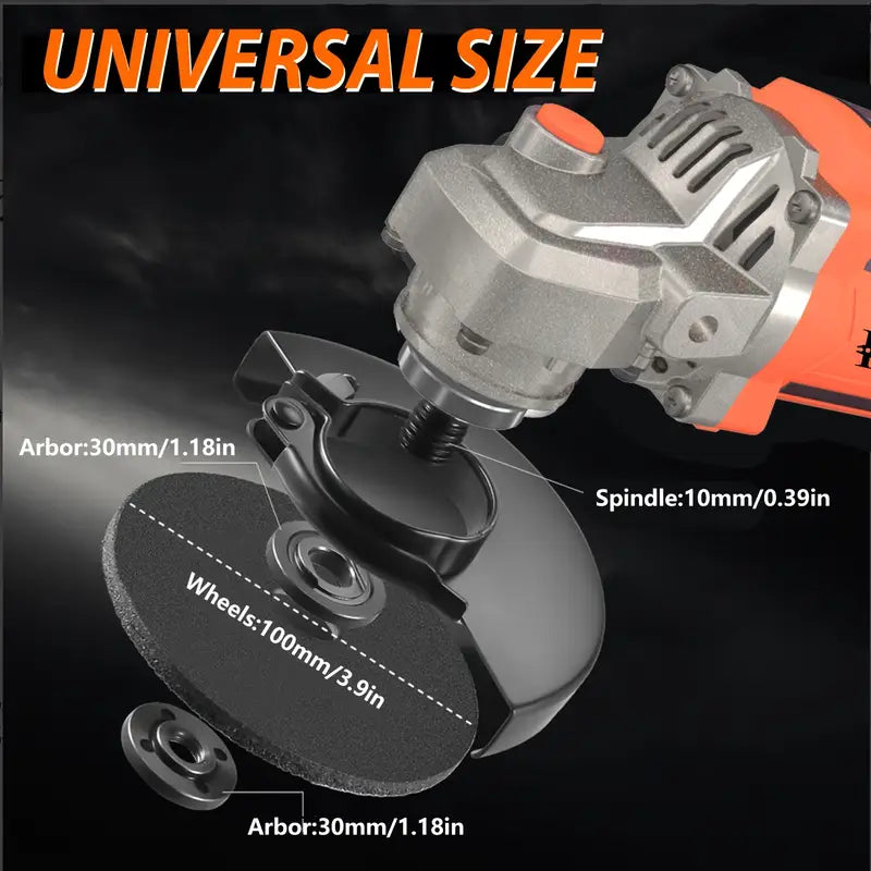 Brushless Motor Angle Grinder Cordless With Battery And Extensive Accessories, A Multi-purpose Machine, No Load Speed: 11000r/min, Maximum Opening Depth: 30mm, Widely Used In Ceramic Tile, Stone, Steel. Polish, Frosted.