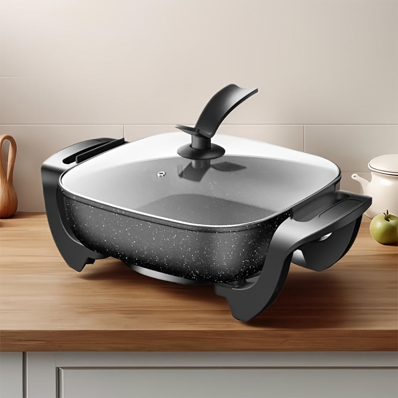 Large 12-Inch Electric Pot, Non-Stick Ceramic Skillet with Aluminum Body, 1500W Fast Heating Electric Paella Pan & Stir-Fry Cooker, Easy to Clean Healthy Cooking Pot for Home, 110V US Plug
