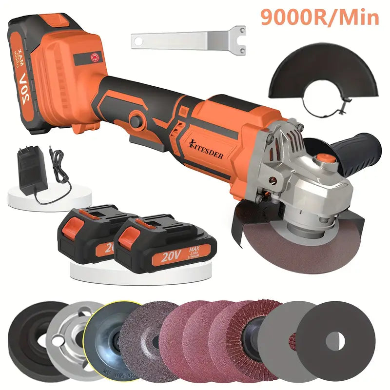 Brushless Motor Angle Grinder Cordless With Battery And Extensive Accessories, A Multi-purpose Machine, No Load Speed: 11000r/min, Maximum Opening Depth: 30mm, Widely Used In Ceramic Tile, Stone, Steel. Polish, Frosted.