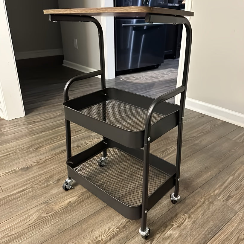 3-Tier Rolling Cart with Lockable Wheels, Multi-Level Storage Organizer Shelf, Slim Utility Cart for Kitchen, Bathroom & Bedroom, Mobile Snack Cart & Office Organizer, Easy Assembly (White)