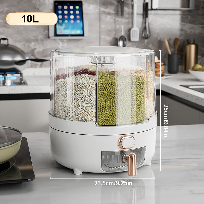 Airtight Rice Storage Container with Measuring Cup, Large Grain Storage Bin for Pantry, Insect-Proof & Moisture-Proof Flour Organizer, Sealed Food Dispenser for Kitchen Organization (White)